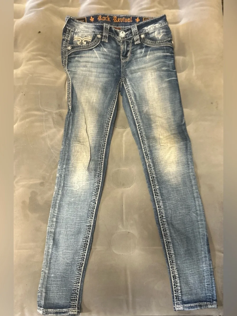 Rock Revival Women's Faded Light Blue Stretch Skinny Jeans